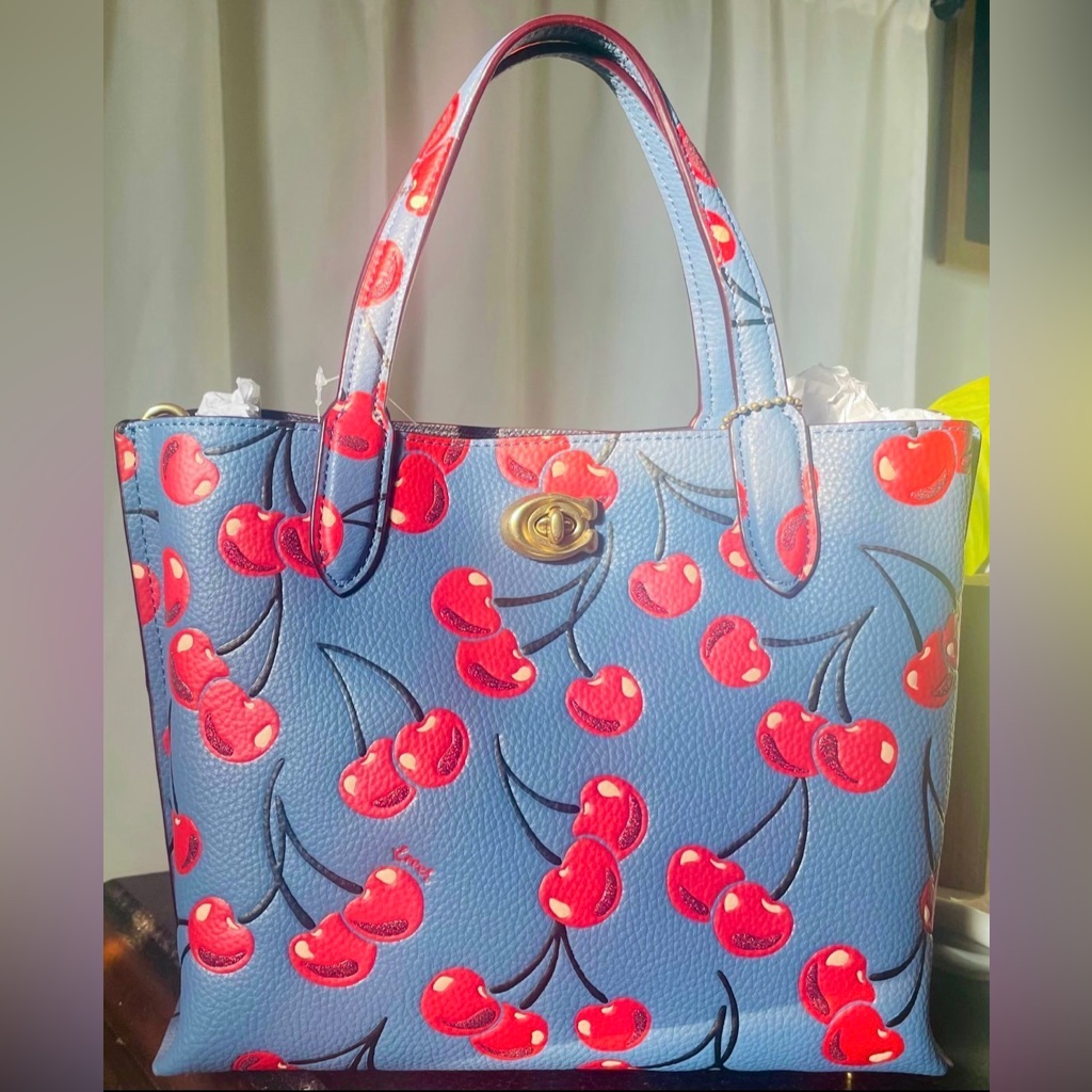 Coach Willow Tote Bag 24 With Cherry Print